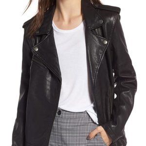 Treasure & Bond Convertible Leather Jacket BLACK, Size Small